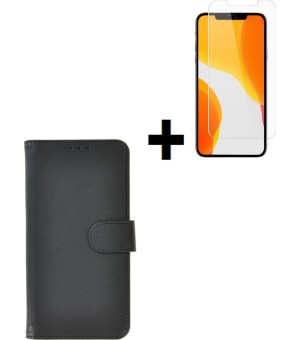 Screenprotector + Bookcase Zwart iPhone 12 Mini